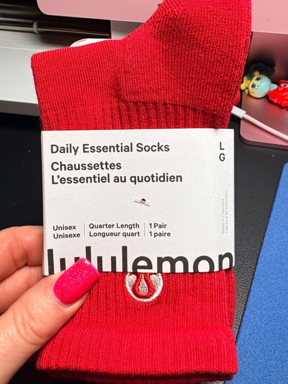 Lululemon Daily Essentials Socks (1 pair) Color Oxford Red